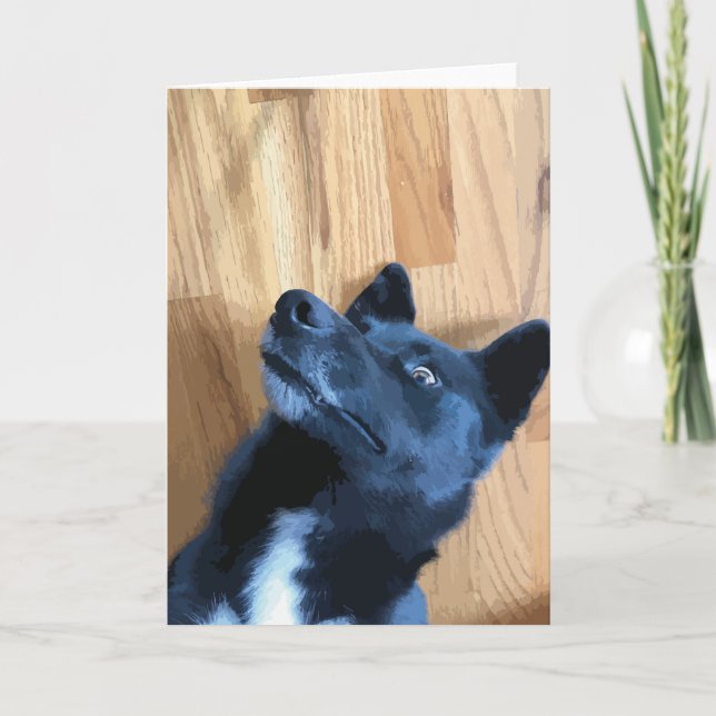 Cartão Engraçado Cara De Cachorro Escaindo Preto E Branco (Frente)