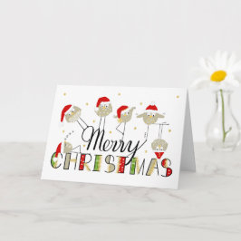 Cartão Engraçado Carateres de Pássaros no Natal