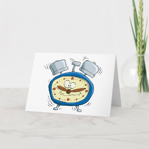 Cartão Engraçado Cartoon Alarm Clock Quirky Acordando