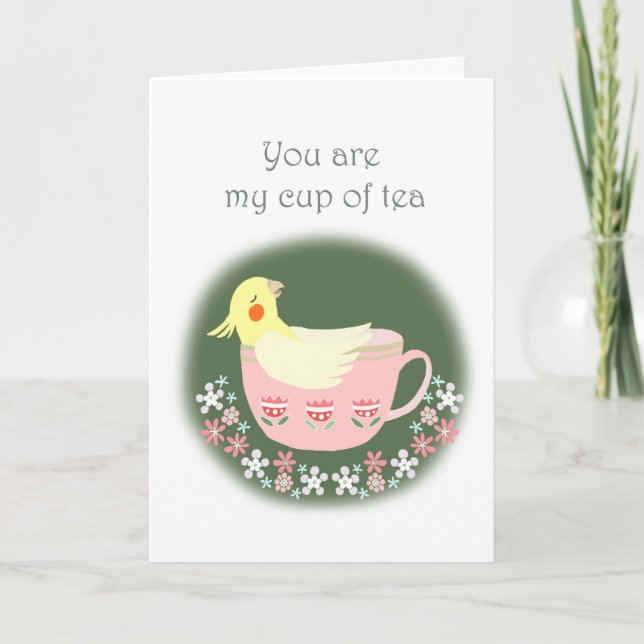 Cartão Engraçado Cockatiel Valetine no Aniversário do Amo (Frente)