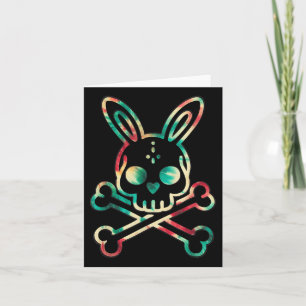 Cartão Engraçado Coelhinho Retro Tie Dye Cony Skull