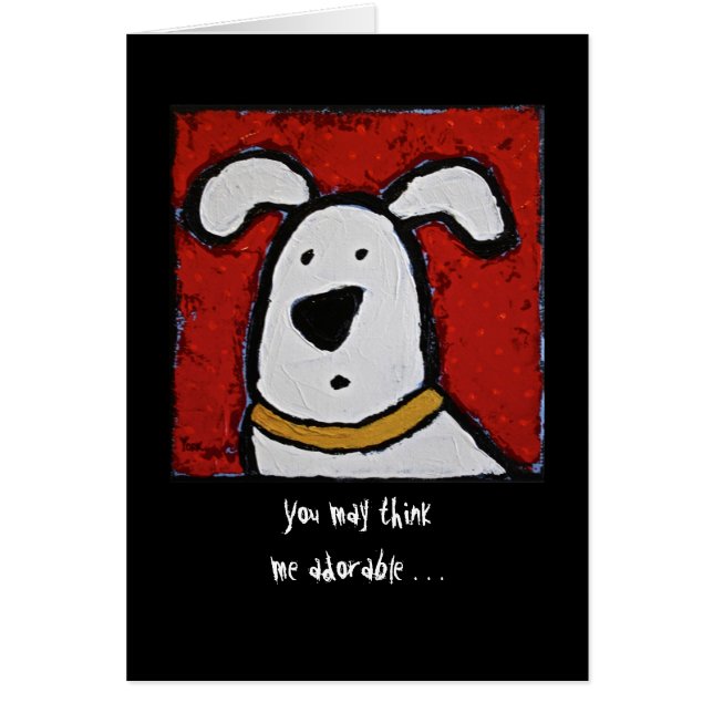 Cartão engraçado com cão e anjos (Frente)