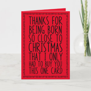 Cartão Engraçado combinado de aniversário e Natal de deze
