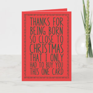 Cartão Engraçado combinado de aniversário e Natal de deze