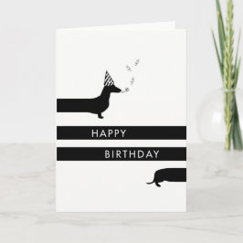 Cartão Engraçado Dachshund com festa de Feliz Aniversário