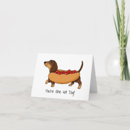 Cartão Engraçado Daschund Hot Dog Watercolor