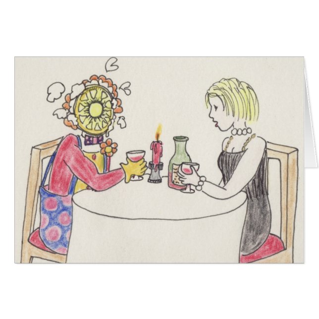 Cartão Engraçado Data Noite Palhaçada Romance Cartoon Art (Frente Horizontal)