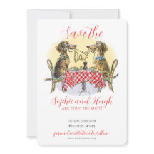 Cartão engraçado de Dachshund para salvar a data p