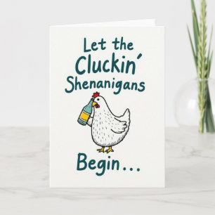 Cartão Engraçado de Galinha Cluckin Shenanigans