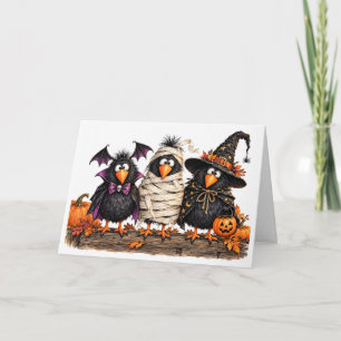 Cartão engraçado de Halloween de frango Chick or T