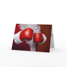 Cartão Engraçado de Papai Noel Boxing