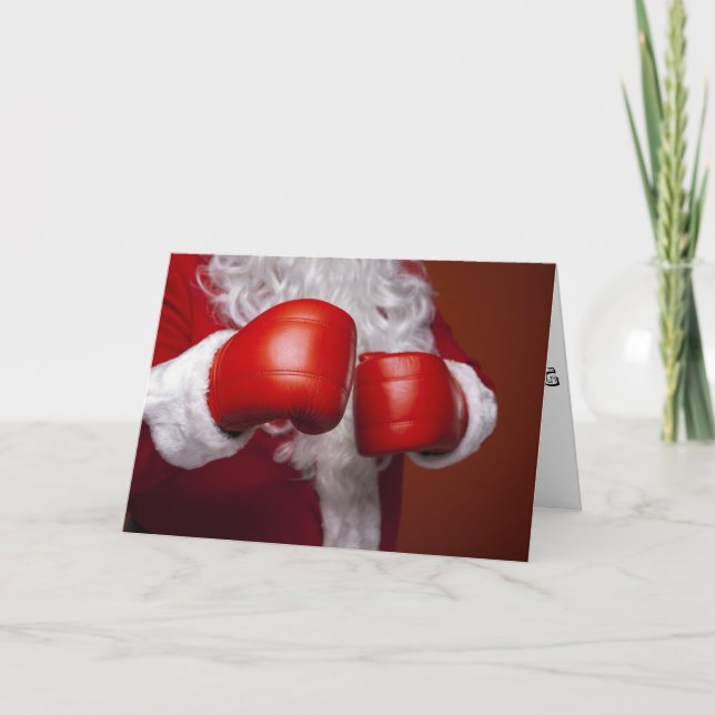 Cartão Engraçado de Papai Noel Boxing (Frente)
