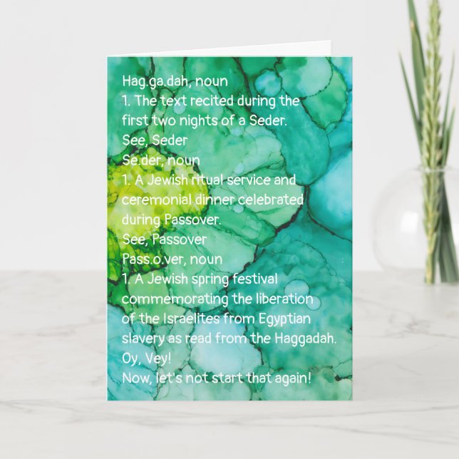 Cartão Engraçado de Passagem Define Haggadah (Frente)