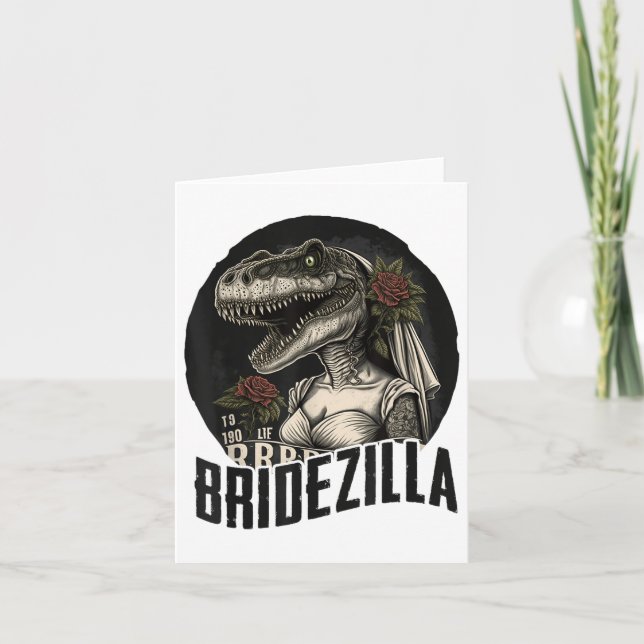 Cartão Engraçado Design de T-rex Bride, Bridezilla _1 (Frente)