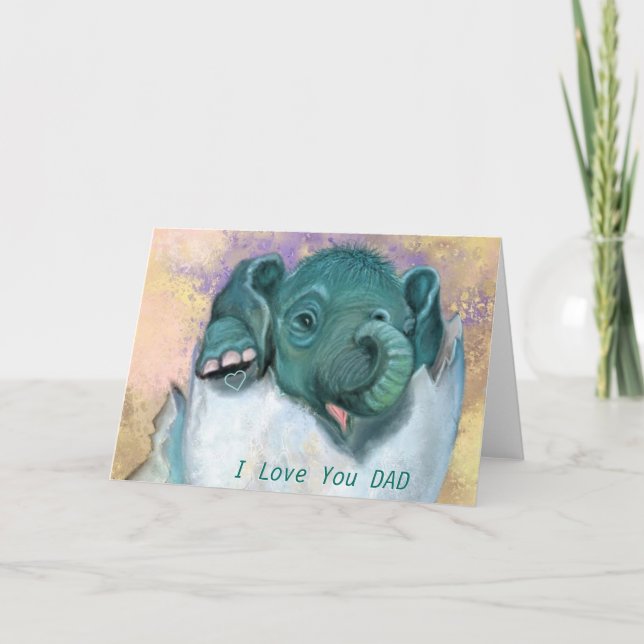 Cartão Engraçado Dia de os pais com elefante giro (Frente)