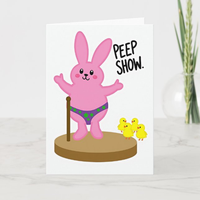 Cartão Engraçado do Coelho Peep Show (Frente)