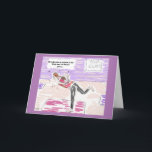 Cartão engraçado do feliz aniversario dos desenhos<br><div class="desc">Neste cartão, a mensagem é que a mulher na imagem (que equilibra precària em uma posição da ioga) é "um perito no, "ajuda-me, mim é colada", pose. O insode do cartão lê, "feliz aniversario", mas este, assim como o nome da pessoa na parte dianteira, pode completamente ser personalizado por você....</div>