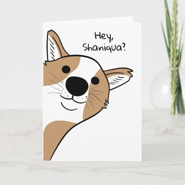 Cartão Engraçado Ei Você Cachorro "Eu Te Amo" (Frente)