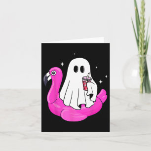 Cartão Engraçado Fantasma Flamingo Float Piscina Spooky V