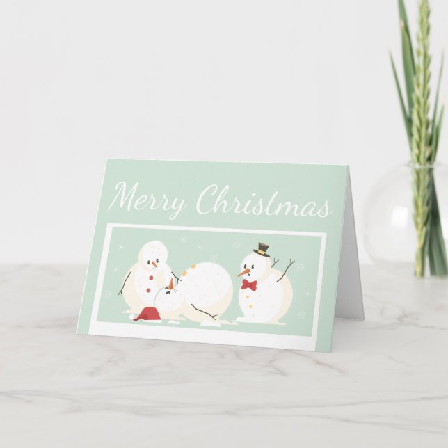 Cartão Engraçado Feliz Natal Snowman Humor (Frente)