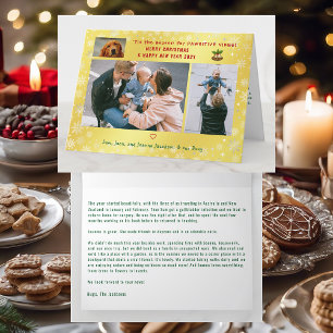 Cartão Engraçado Gato 3 Fotos Ouro Elegante Minimalista