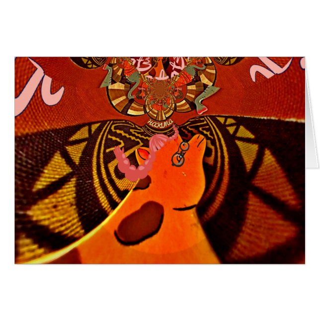 Cartão Engraçado Girafa: Um Charme Africano Caleidoscópic (Frente Horizontal)