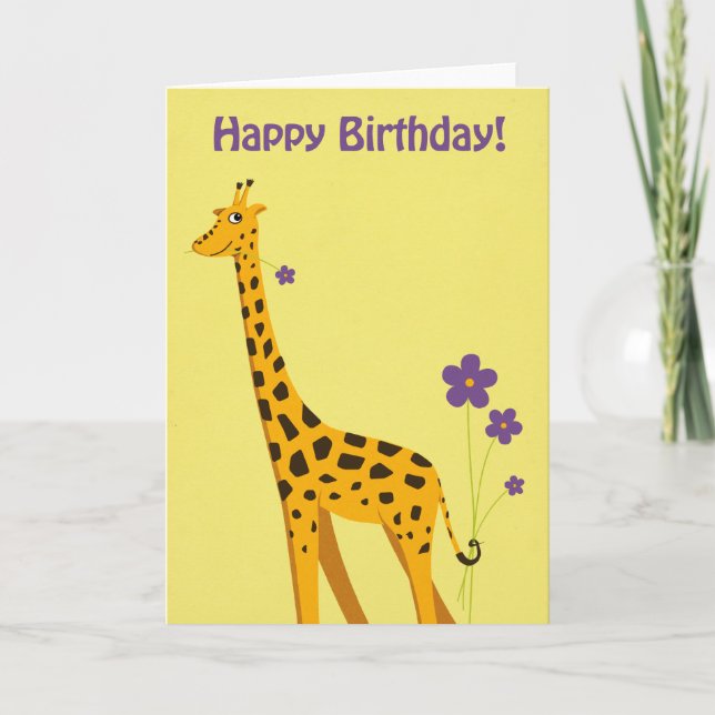 Cartão Engraçado Giraffe Birthday (Frente)