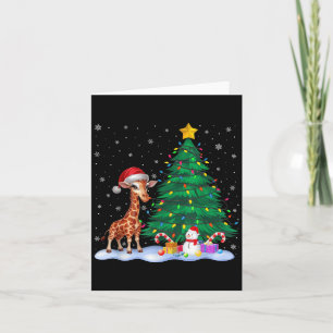 Cartão Engraçado Giraffe Xmas Tree Luzes Reindeer Cristo