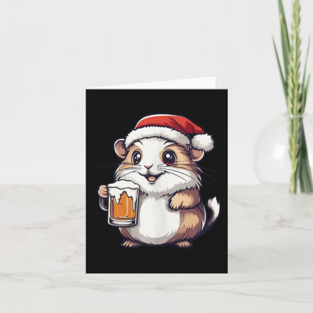 Cartão Engraçado Hamster De Natal Com BD (Frente)