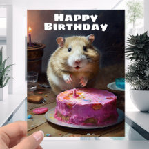 Engraçado Hamster e Bolo de Velas - Feliz Aniversá