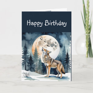 Cartão Engraçado Howling Coyote Birthday