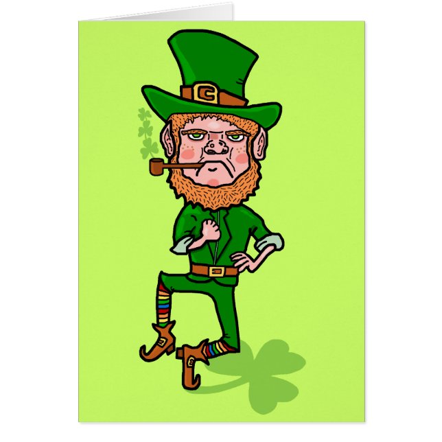 Cartão Engraçado Irlandês Lucky Leprechaun (Frente)