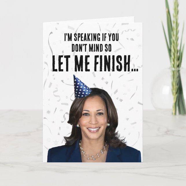 Cartão Engraçado Kamala Harris Aniversário - Estou faland (Frente)