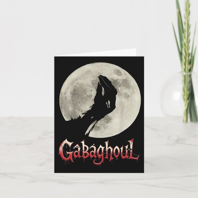Cartão Engraçado Mão Lua Gabagool Halloween (Frente)