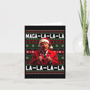 Cartão Engraçado Mega-la-la-la Trump Chapéu de Papai Noel
