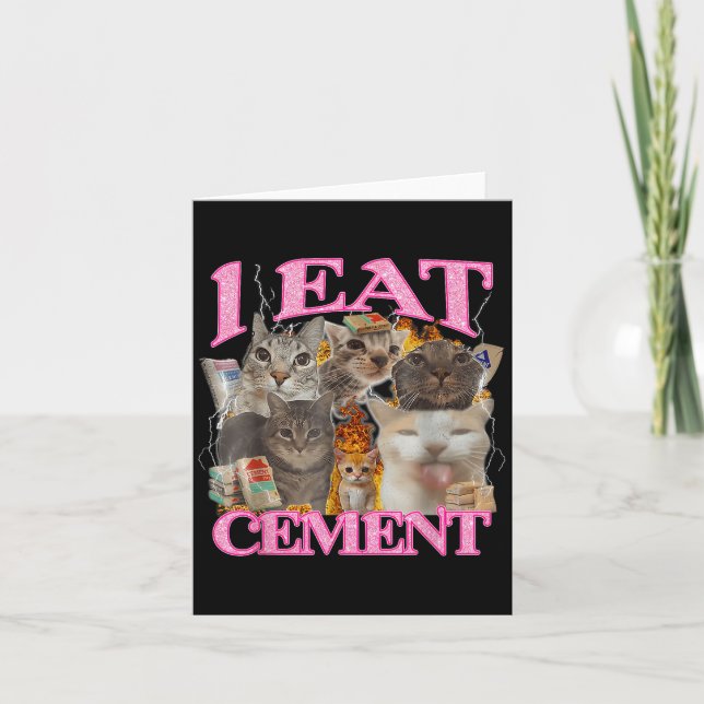 Cartão Engraçado Memória De Gato Eu Comi Cimento, Cimento (Frente)
