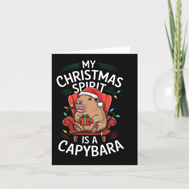 Cartão Engraçado Meu Espírito De Natal Capybara Correspon (Frente)