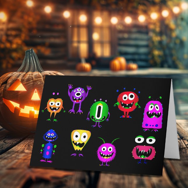 Cartão Engraçado, Monstros, Halloween (Hey, check out this most awesome Halloween card with some very cool cartoon monsters!)