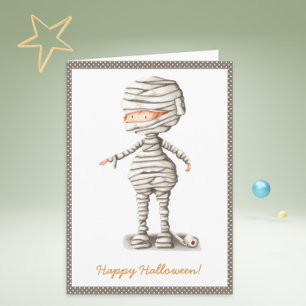Cartão Engraçado Mummy Toilet Paper Son Halloween Holiday