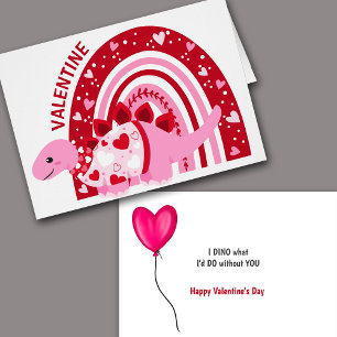 Cartão Engraçado Namorados do Arco-Íris Rosa Dinossauro