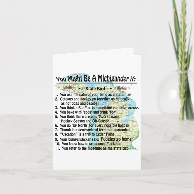Cartão Engraçado no norte de Yooper Você pode ser Michiga (Frente)