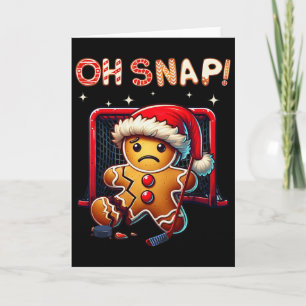 Cartão Engraçado Oh Snap Hóquei Gingerbread Natal Papai N