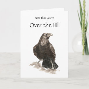 Cartão Engraçado, Over Hill, aniversário com Raven