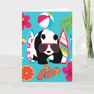 Cartão Engraçado Panda Bear Beach Bum Óculos de sol Legal