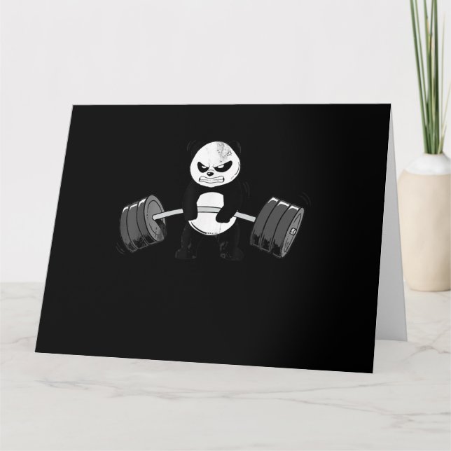 Cartão Engraçado Panda Trabalhando Kitten Gym Poder de De (Frente)