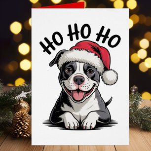 Cartão Engraçado Papais noeis de Touro Pittie Christmas P