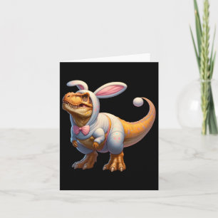 Cartão Engraçado Páscoa Coelhinha Dinossauro T-rex Roupa