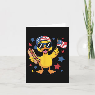 Cartão Engraçado Pato Patriótico Usa Bandeira 4 De Julho 