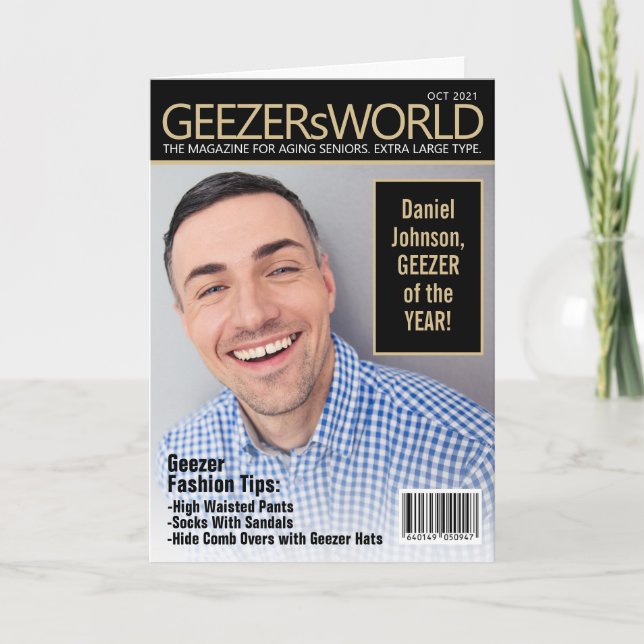 Cartão Engraçado personalizado Geezers falsosWorld Magazi (Frente)