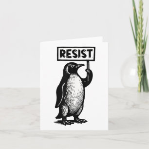 Cartão Engraçado Pinguim Resiste Protesto Não Meu Preside